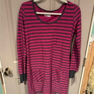 Anthropologie Pink and Black Striped Top